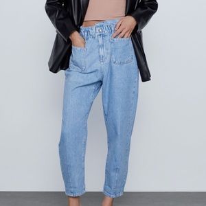 NWT ZARA baggy paper bag jeans